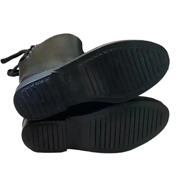 Coach Tristee Womens 7 B Black Lined Tall Lace Up Rubber Rainboots Riding - Picture 7 of 9